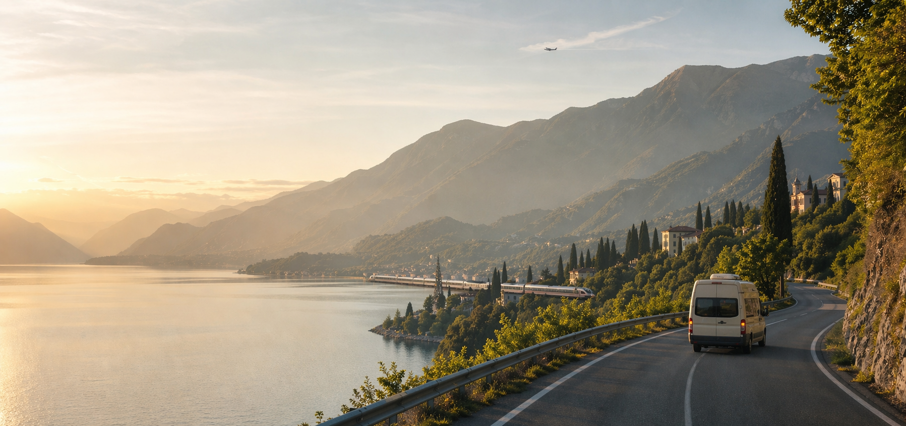 Vue panoramique d'un voyage en road